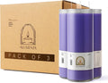 Bulk 6 Pack Purple 7 Day Candles in Glass Jar – Paraffin Wax, Clean Burning Unscented | Large & Tall Devotional Prayer Pillar Candles for Home, Memorial, Spells, Long Lasting
