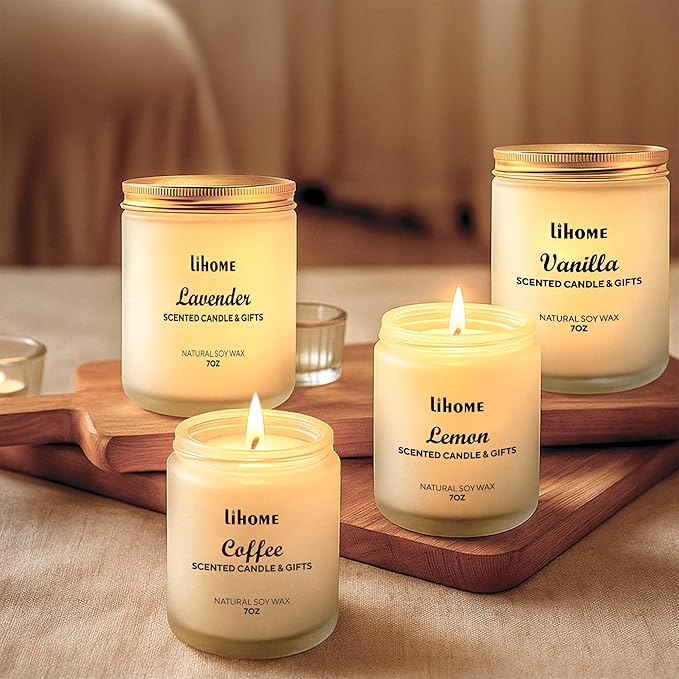 Lihome Candles Gifts for Women - Scented Candles, Natural Soy Wax Candles for Home Scented Perfect for Christmas, Birthday, Mother's Day, Coffee Candle