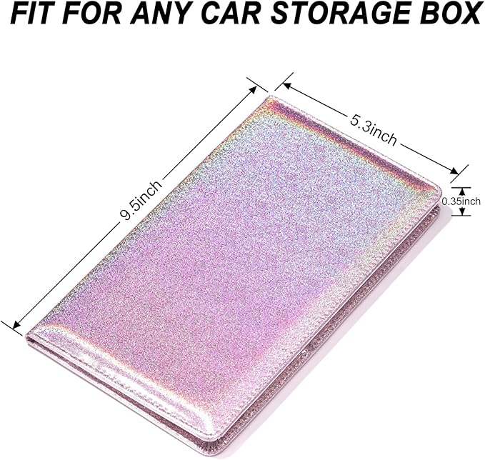 HERRIAT Car Registration and Insurance Card Holder,Glitter Leather Vehicle Glove Box Automobile Documents Paperwork Wallet Case Organizer for ID, Key Contact Information Cards,Men&Women