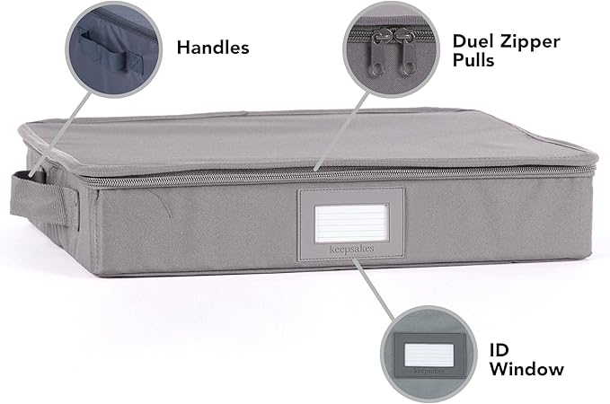 Covermates Keepsakes Zip-Top Storage Box Set, 3 Pack Heavy Duty Polyester Organizer Bins, Stackable Design, ID Window, Reinforced Handles, Closet Home Storage, Graphite