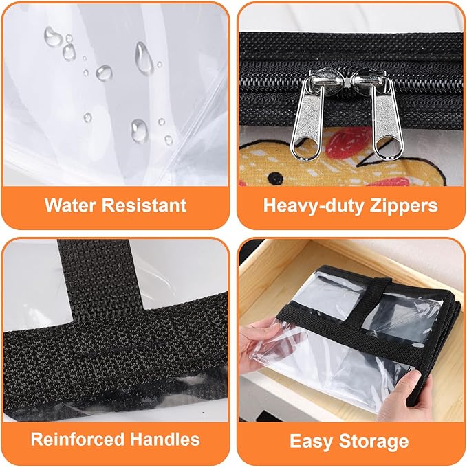 SpaceTrove Clear Clothes Storage Bags, 8 Pack Closet Organizers and Under Bed Storage Containers, Foldable Moving Bags with Zippers for Comforter, Blanket, Bedding, Duvet, PVC Packing Bags 90L
