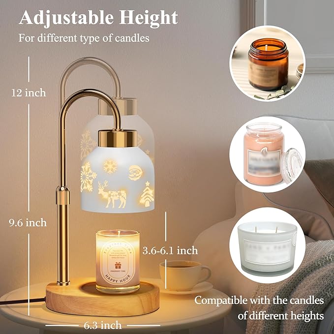 Lukasa, Christmas Candle Warmer Lamp, with Timer and Dimmer, Adjustable Height Candle Lamp, Wax Melt Warmer for Scented Jar Candles, for Women Mom Girls Teens Adults