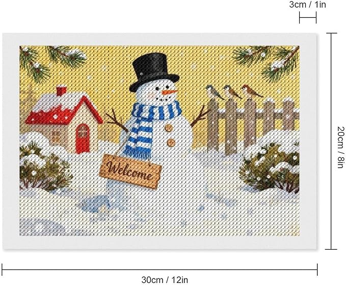 AIVKIEJK Diamond Painting Kits for Adults - Christmas Welcome Snowman Winter Christmas Painting DIY 5D Full Drill Diamond Dots Paintings with Diamonds Gem Art and Crafts Home Decor 8"x12"