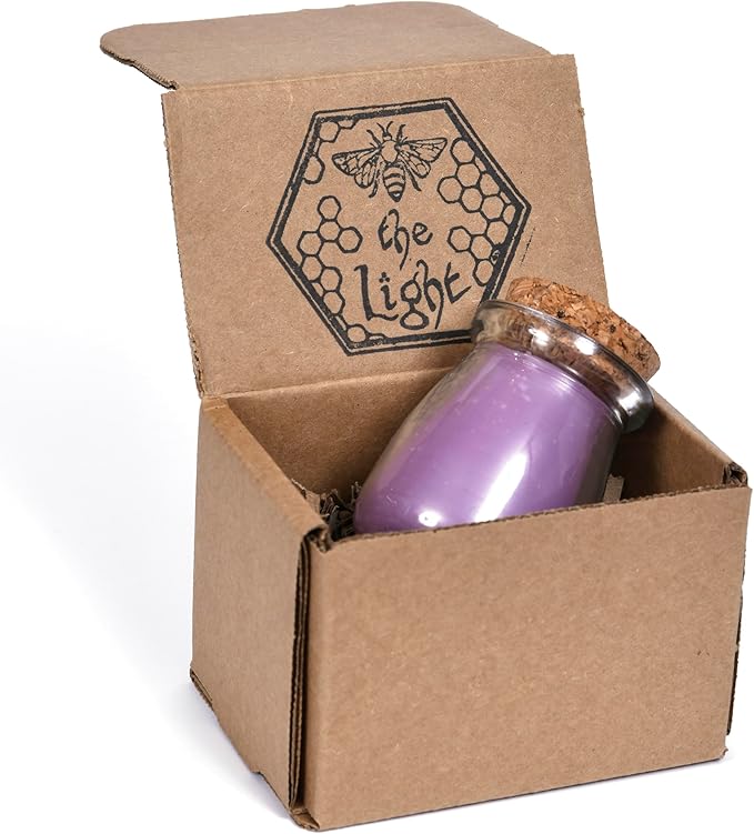 BeeTheLight Beeswax Jar Candle with Cork Lid - Lavender Aromatherapy Candle - 20 Hours Burn Time - All Natural 100% Pure Beeswax Candle - Handmade Decorative Jar Candle