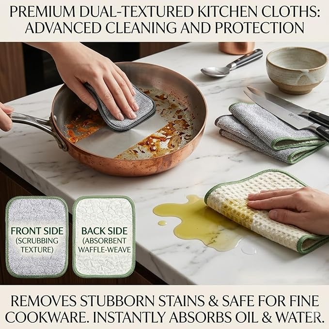 30PCS Double Side Non Scratch Wire Dishcloths,Reusable Multipurpose Wire Dishwashing Rags for Wet and Dry,Reusable Metal Scrubbing Pads Sponge Cloths for Kitchen, Sinks, Pots, Pans (Style A,20pcs)