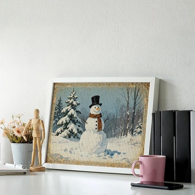 AIVKIEJK Diamond Painting Kits for Adults - Christmas Snowman Painting DIY 5D Full Drill Diamond Dots Paintings with Diamonds Gem Art and Crafts Home Decor 12"x16"