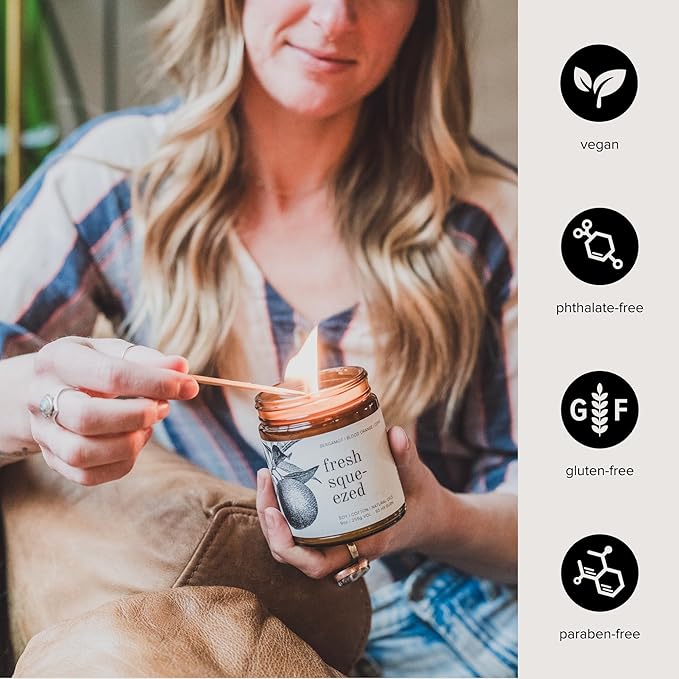 Broken Top Fresh Squeezed Pure Soy Candle | 9 oz. | Bergamot, Blood Orange & Cedar 50-Hour Burn Time. Natural Cotton Wick, Vegan, No Parabens, No Phthalates