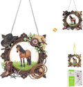 Masendp Cowboy Horse Diamond Painting Double-Sided Hanging Ornament Set, DIY Irregular Shaped Rhinestone Window Decoration Set, Suitable for Home and Garden Wall Decoration Gifts