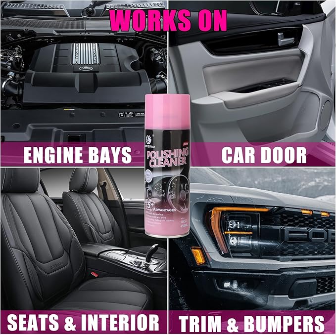 DONKEYPRO Car Interior Cleaner, Polishing Cleaner Detailer Spray for Vehicle Detailing, 450ml Aerosol 15 fl oz with Iron Can (1-Pack)