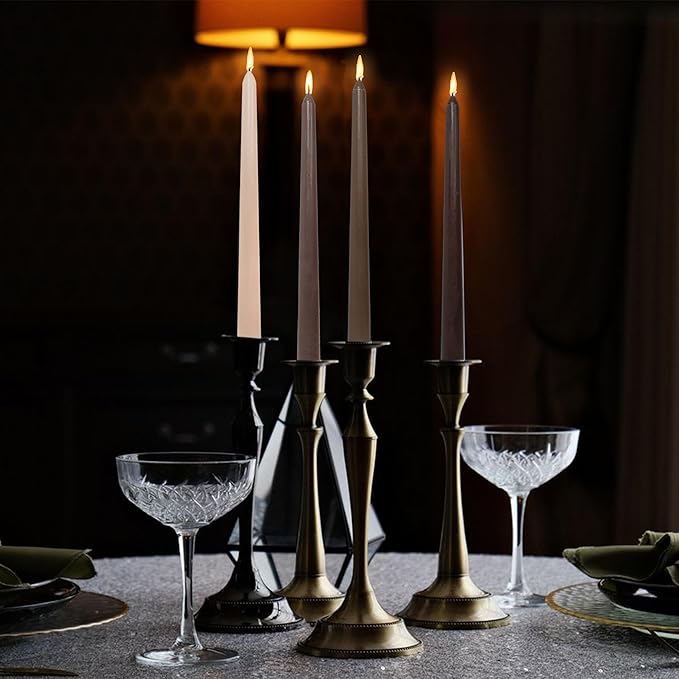 Handmade Coffee Scented Taper Candles Long Lasting Smokeless Gradient Brown Colored 10 Inch Elegant Tall Taper Candlesticks for Home Décor Wedding Party Gift