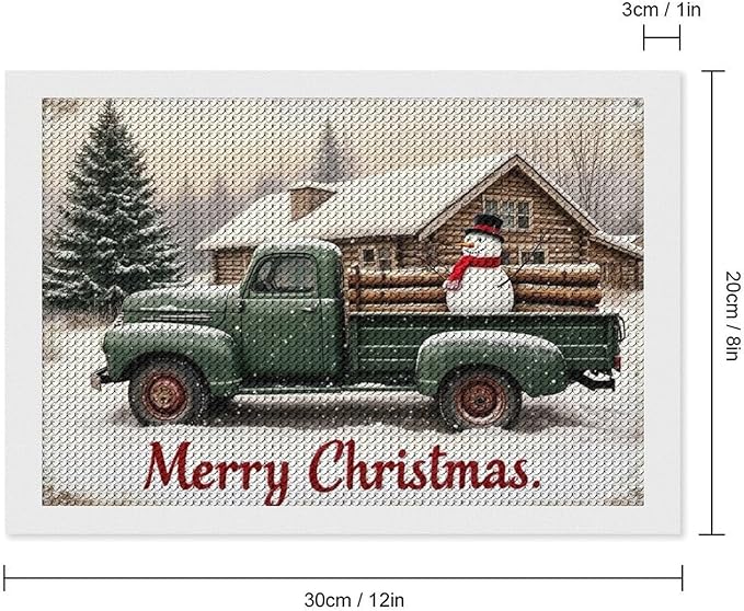 AIVKIEJK Diamond Painting Kits for Adults - Christmas Truck with Snowman & Cabin Winter Painting DIY 5D Full Drill Diamond Dots Paintings with Diamonds Gem Art and Crafts Home Decor 8"x12"