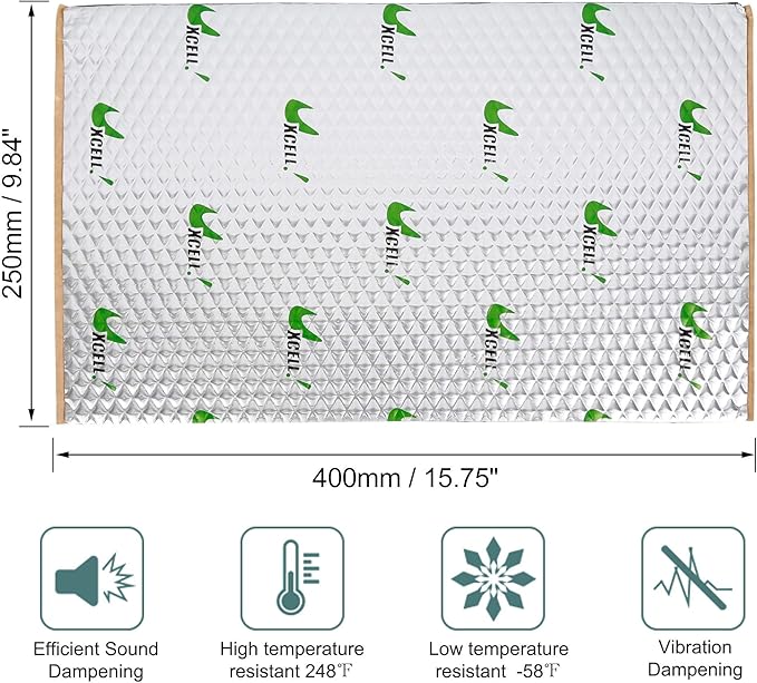 uxcell 10pcs 80mil 10.5sqft Car Sound Deadener Heat Insulation Mat Butyl Pad Damping Self Adhesive Deadening Material Door Roof Floor Sound Barrier