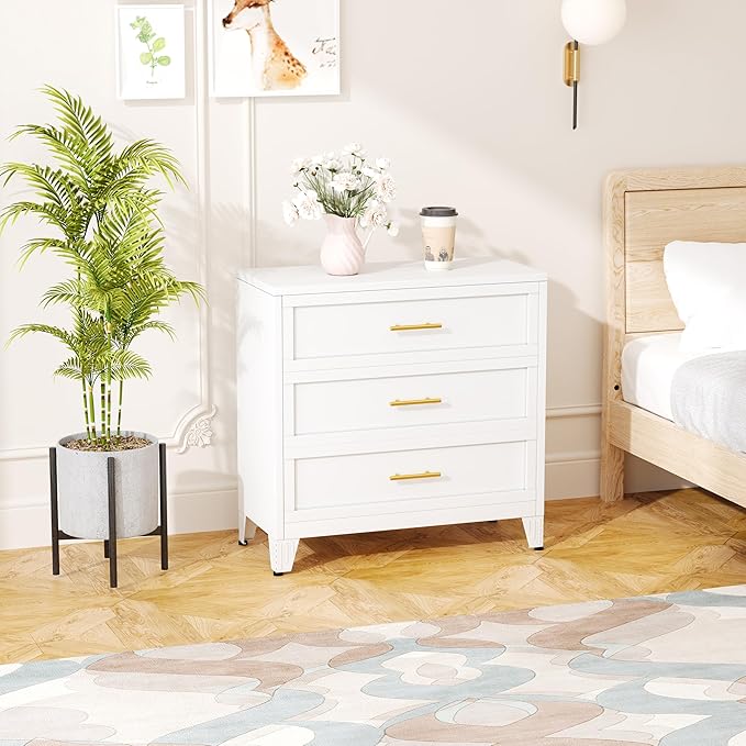 Ckzbx Metal Dresser for Bedroom 3 Drawers Dresser Metal Storage Organizer,34.25" H Drawer Chest, Closet Organizers for Living Room, Hallway, Closet