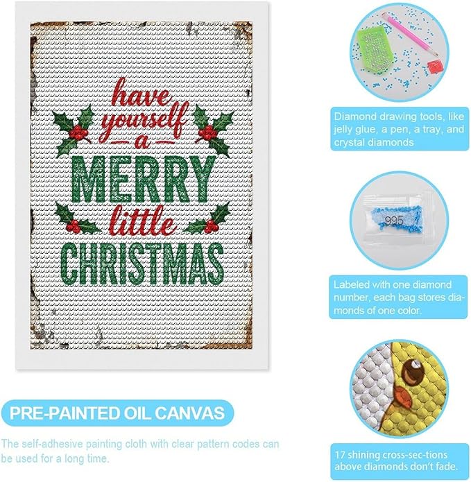 AIVKIEJK Diamond Painting Kits for Adults - Merry Christmas Santa Painting DIY 5D Full Drill Diamond Dots Paintings with Diamonds Gem Art and Crafts Home Decor 8"x12"