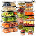 44-Piece Reusable Food Storage Containers with Lids Airtight, Leakproof Plastic Meal Prep Storage Food Grade Kitchen Organizer, Stackable Freezer Containers, Microwave & Dishwasher Safe