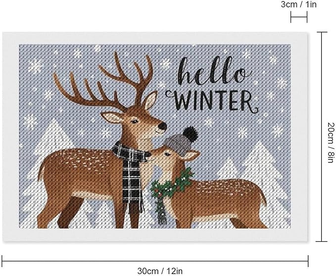AIVKIEJK Diamond Painting Kits for Adults - Reindeer Snowflake Winter Seasonal Painting DIY 5D Full Drill Diamond Dots Paintings with Diamonds Gem Art and Crafts Home Decor 8"x12"