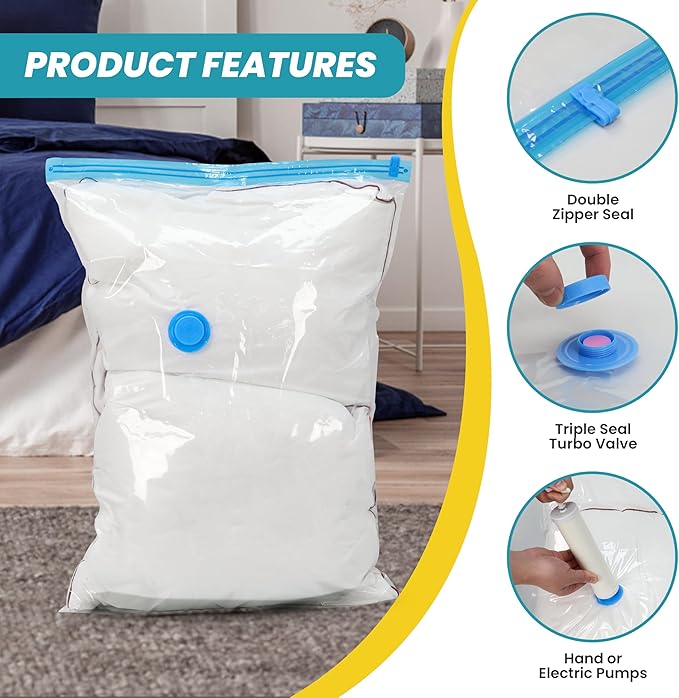 Vacuum Storage Bags, 8-Jumbo Space Saver Vacuum Storage Bags, Vacuum Seal Bags for Clothing, Clothes, Comforters and Blankets