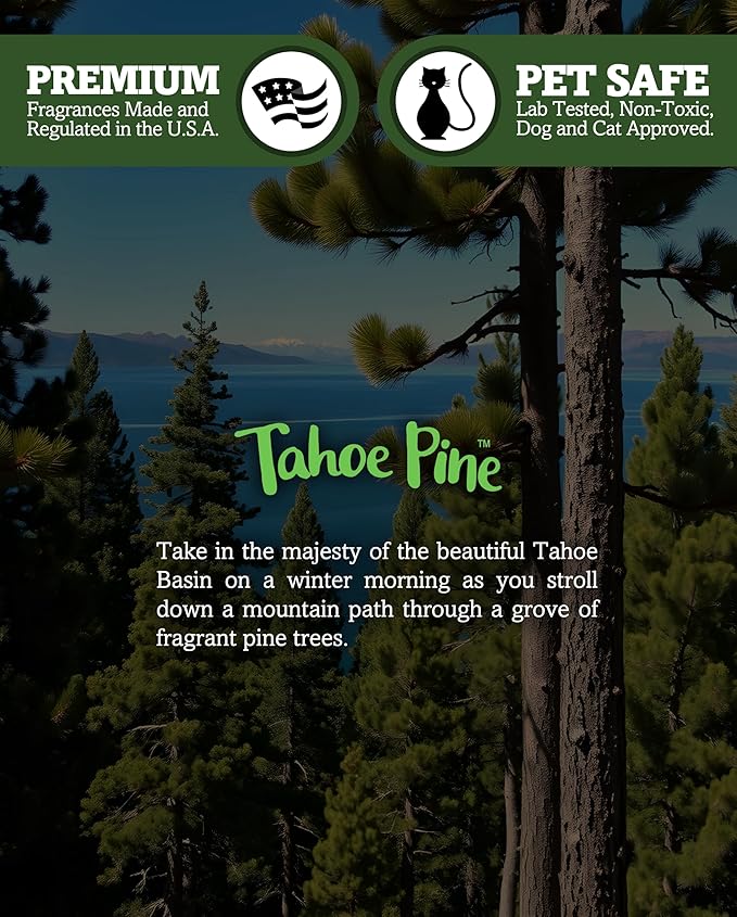 Tahoe Pine Scented Natural Soy Candle, Essential Fragrance Oils, 100% Soy, Phthalate & Paraben Free, Clean Burning, 9 Oz.