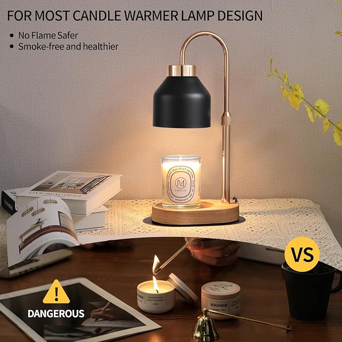 MEIXISUE Candle Warmer Lamp with Dimmer and Timer,Home Decor Lamp for Scented Jar,Electric Wax Melt Warmer,Mother's Day/Birthday/Christmas Gifts for Mom/Wife,Adjustable Height,with 2 Bulbs