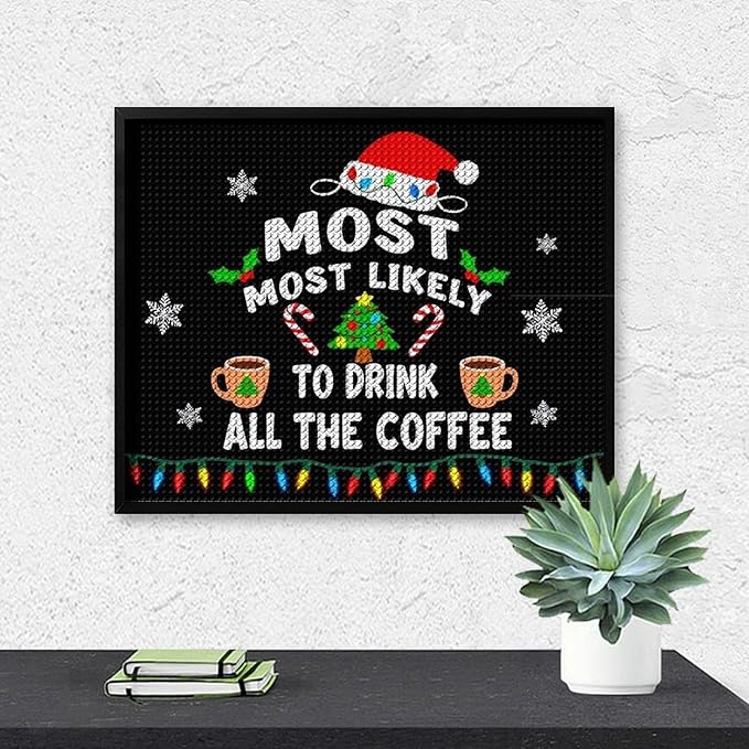 AIVKIEJK Diamond Painting Kits for Adults - Christmas Most Likely to Drink All The Coffee Painting DIY 5D Full Drill Diamond Dots Paintings with Diamonds Gem Art and Crafts Home Decor 16"x20"