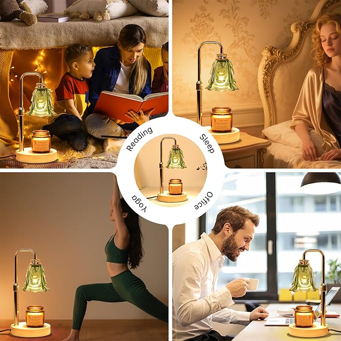 Candle Warmer Lamp with Timer Electric Candle Warmer Lamp Adjustable Height Dimmable Wax Warmer Lamp Jar Candles with 2 Bulbs for Home Decor & Office