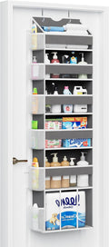 Over The Door Organizer, Hanging 6-Shelf Storage Organizer with 50lb Heavy Duty Perfect for Bathroom Closet Nursery Bedroom (Grey,1 Pack)
