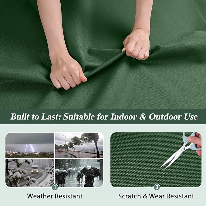 ANMINY 100% Waterproof Outdoor Fabric 8 Yards, 58" W 600D Marine Canvas Fabric with PVC Backing, Ripstop Upholstery Material by The Yard for Furniture Boat Covers Tent Awning, Green