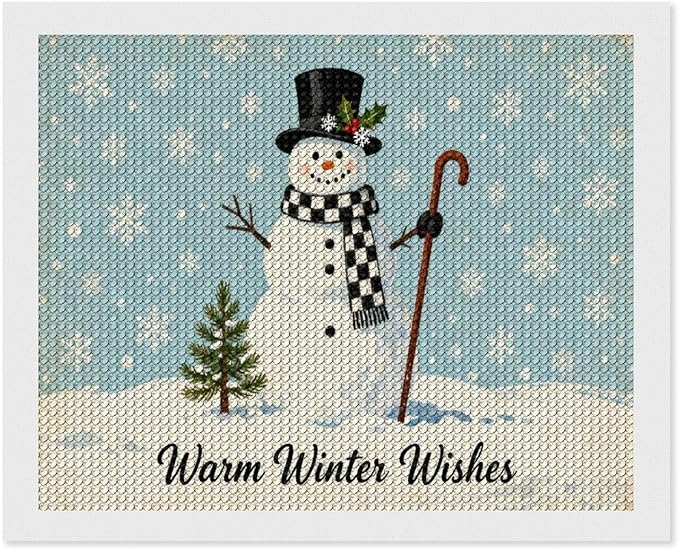 AIVKIEJK Diamond Painting Kits for Adults - Christmas Festive Winter Snowman Warm Winter Wishes Painting DIY 5D Full Drill Diamond Dots Paintings with Diamonds Gem Art and Crafts Home Decor 16"x20"