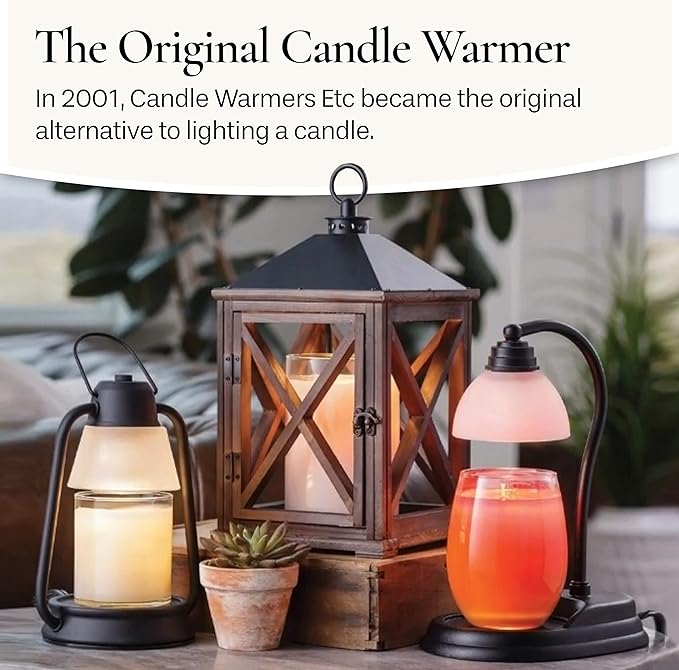 Candle Warmers ETC. Vintage Bulb Illumination Fragrance Warmer- Light-Up Warmer for Warming Scented Candle Wax Melts and Tarts to Freshen Room, Walnut & Rope