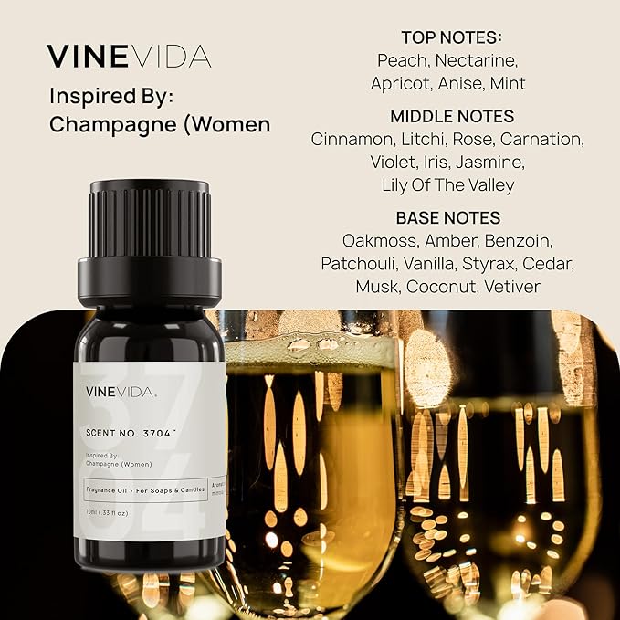 VINEVIDA [0.33 Oz] Inspired by: Champagne (Women); Fragrance Oil for Candle Making and Soap Making - Premium Candle Scents for Soy Candles