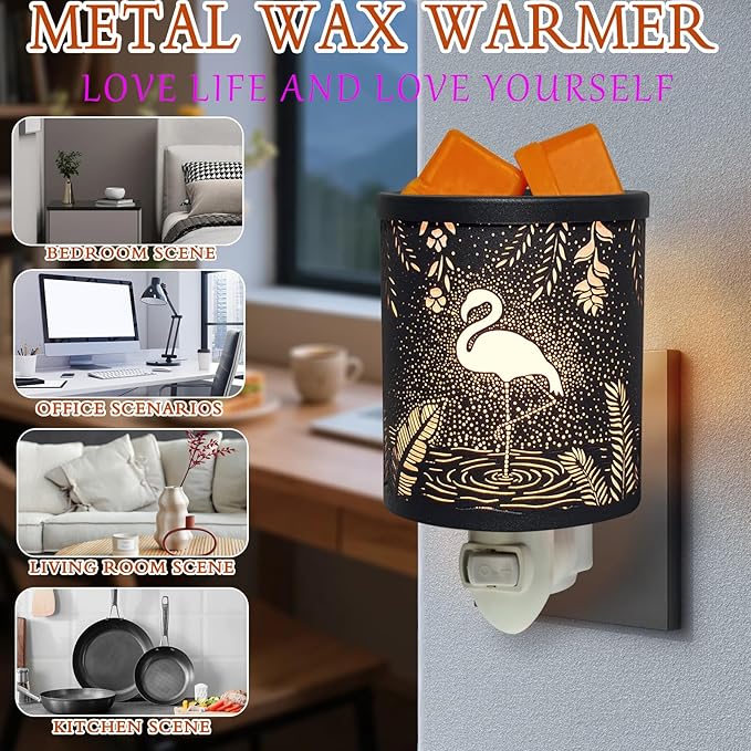 Plug in Wax Warmer Candle Wax Warmer for Scented Wax melt Warmer Electric Wax Burner Fragrance Oil Candle Warmer for Office Bedroom Gift & Home Decor(Swarns of Stars Flamingo)