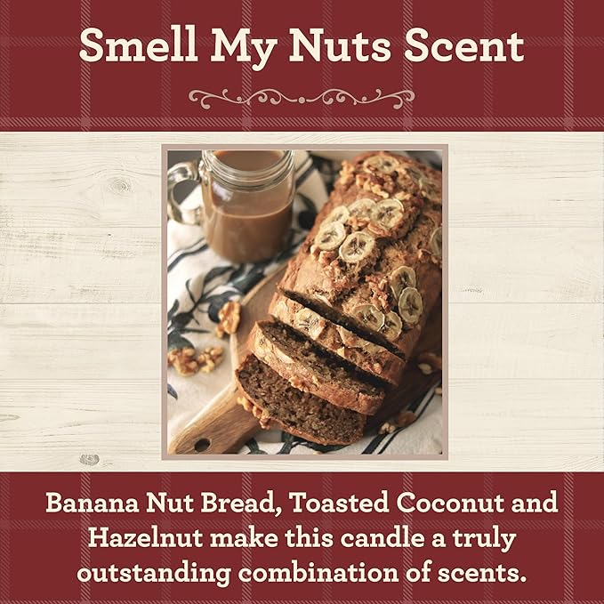 Smell My Nuts Scented 13 Ounce Mason Jar Candle By Our Own Candle Company - 3 Pack (Banana Nut Bread,toasted coconut & Hazelnut)