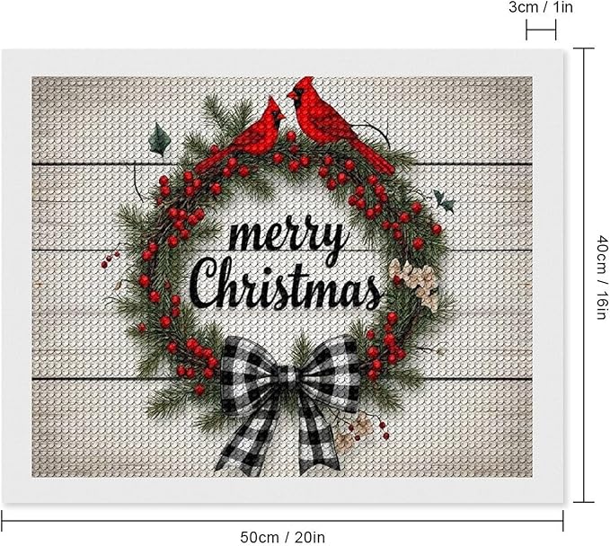 AIVKIEJK Diamond Painting Kits for Adults - Christmas Red Cardinal Birds Wreath Painting DIY 5D Full Drill Diamond Dots Paintings with Diamonds Gem Art and Crafts Home Decor 16"x20"