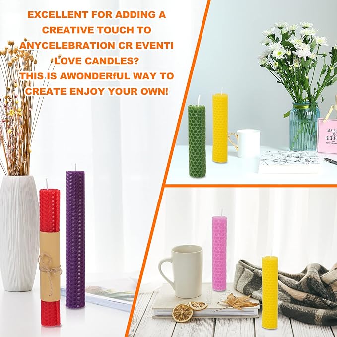 Thleunei Beeswax Sheets for Candle Making - Beeswax Candle Making Kit for Kids-Christmas Candle Making Kit for Adults-Candle Rolling Kit DIY Candle Maker - Candle Starter Kit Beeswax Candle Kit