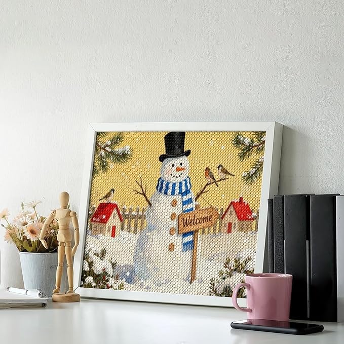 AIVKIEJK Diamond Painting Kits for Adults - Christmas Welcome Snowman Winter Christmas Painting DIY 5D Full Drill Diamond Dots Paintings with Diamonds Gem Art and Crafts Home Decor 16"x20"