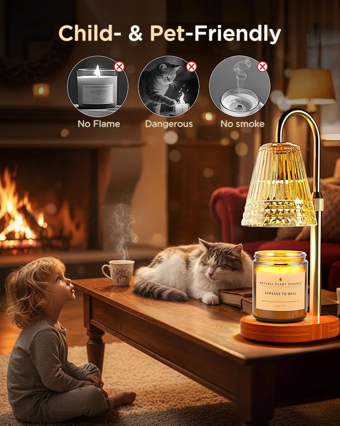 TATAANTY Candle Warmer Lamp for Scented Jar Candles: Height Adjustable Electric Wax Melt Warmer with Timer & Dimmer, Gifts for Women Mom, Birthday New Home Room Decor