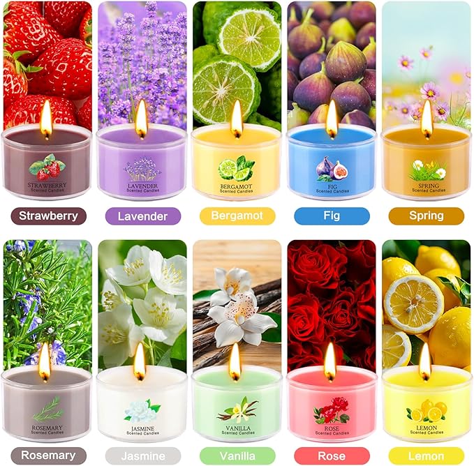 20 Pack Scented Candles, 1.6oz Mini Jar Holiday Gift Set with 10 Fragrances & Colors, Natural Soy Wax Aromatherapy Candles for Mother's Day, Home, Party Decor, Candle Gifts for Women, Her, Mom