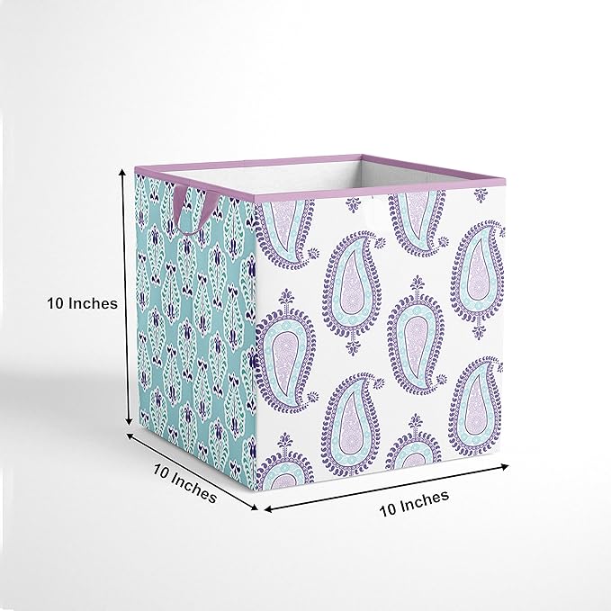 Bacati - Small Storage Tote Paisley Isabella Purple/Lilac/Aqua Girls 10 x 10 x 10 inches