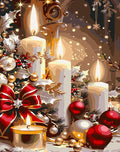 Meothan Christmas Paint by Bumbers for Adults Xmas Candles DIY Paint by Numbers Acrylic Paint Canvas Winter Painting Art Kits for Home Decor and Gifts 16x20 Inch (Without Frame)