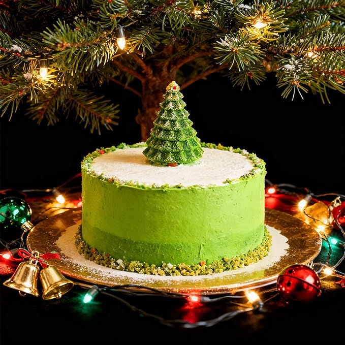 3D Christmas Tree Silicone Molds Large Christmas Molds Xmas Tree Pan Silicone Mold 8-Cavity Christmas Cake Mold for Mousse Cake Muffin Baking Jello Chocolate Ice Cube Soap Candle Lotion Bar Bath Bomb