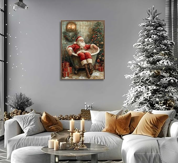 Paint by Number Kit for Adults & Kids, Santa in Bathtub Christmas DIY Painting Kit, 16x20 Inch Canvas, Holiday Gift Home Decor Art Project Unframed