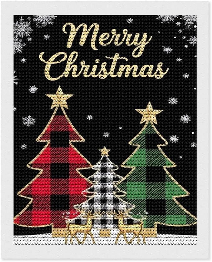 AIVKIEJK Diamond Painting Kits for Adults - Merry Christmas Tree Holiday Painting DIY 5D Full Drill Diamond Dots Paintings with Diamonds Gem Art and Crafts Home Decor 16"x20"