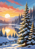 QZOTRXI Christmas Diamond Painting Kits for Adults, 5D DIY Snow Sunset Diamond Art Kits for Beginners, Winter Snow Gem Art Full Round Drill for Gifts and Home Wall Decor 12x14 Inch