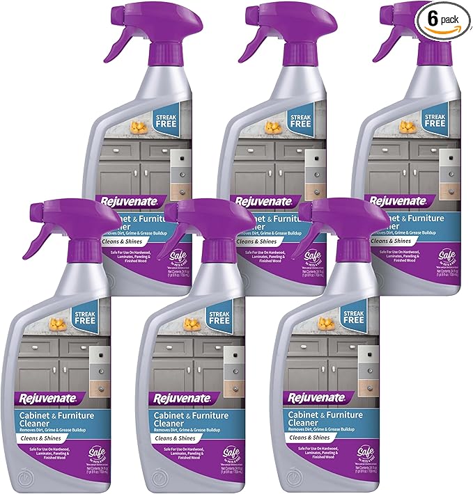 Rejuvenate Cabinet & Furniture Cleaner pH Neutral Streak and Residue Free Cleans Restores Protects, 24 Ounces, 6 Pack