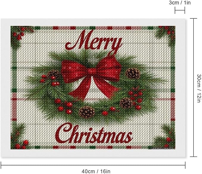 AIVKIEJK Diamond Painting Kits for Adults - Red Bow & Green Leaves Merry Christmas Painting DIY 5D Full Drill Diamond Dots Paintings with Diamonds Gem Art and Crafts Home Decor 12"x16"