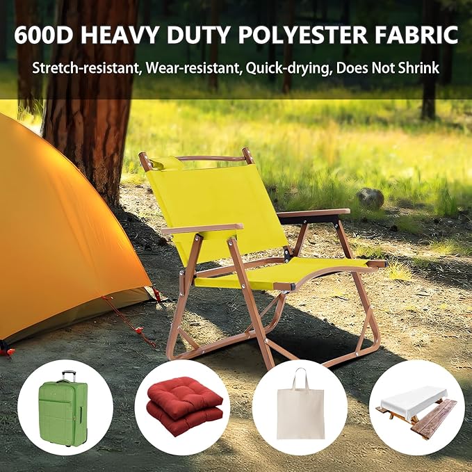 Waterproof Canvas Fabric by The Yard 58inch 600D Upholstery Material Polyester Fabric Outdoor Water Resistant Fabric for Sewing Chair Patio Cushion Purse Bag Interior, 10 Yard Yellow
