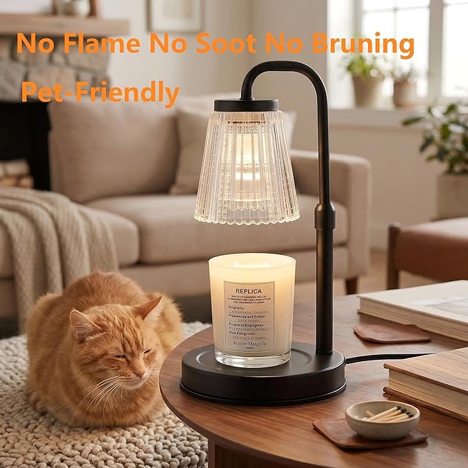 Candle Warmer Lamp with Timer Dimmable,Wireless Remote Control Candle Warmer, Height Adjustable Wax Warmer Lamp for Jar Candles,Gifts for Women/Mom,House Warming Gifts New Home Decor. (Black)