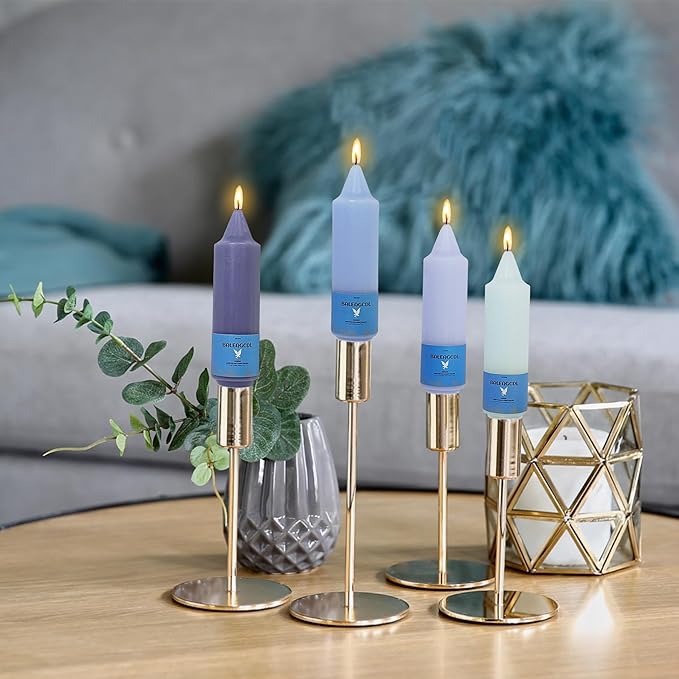 Handmade Unscented Twisted Gradient Blue Taper Candles - Long - Lasting, Smokeless, Elegant Candlesticks, 5 - Inch for Home Décor, Weddings, Festive Seasons