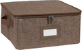 Covermates Keepsakes Zip-Top Storage Box Set, 3 Pack Heavy Duty Polyester Organizer Bins, Stackable Design, ID Window, Reinforced Handles, Closet Home Storage, Brown Heather