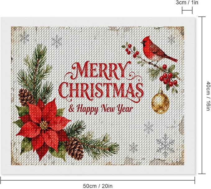 AIVKIEJK Diamond Painting Kits for Adults - Merry Christmas & Happy New Year Painting DIY 5D Full Drill Diamond Dots Paintings with Diamonds Gem Art and Crafts Home Decor 16"x20"